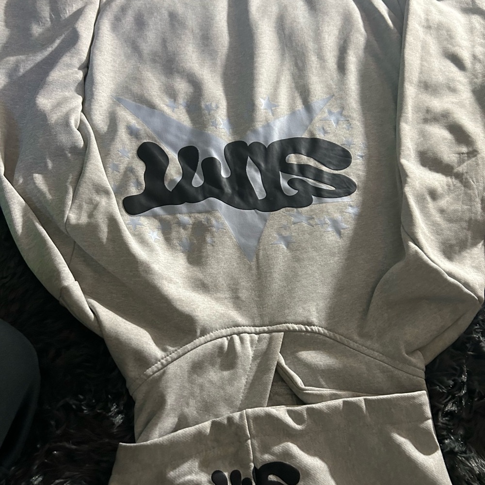 S.L. Fashions Gray Hoodie with Black Logo